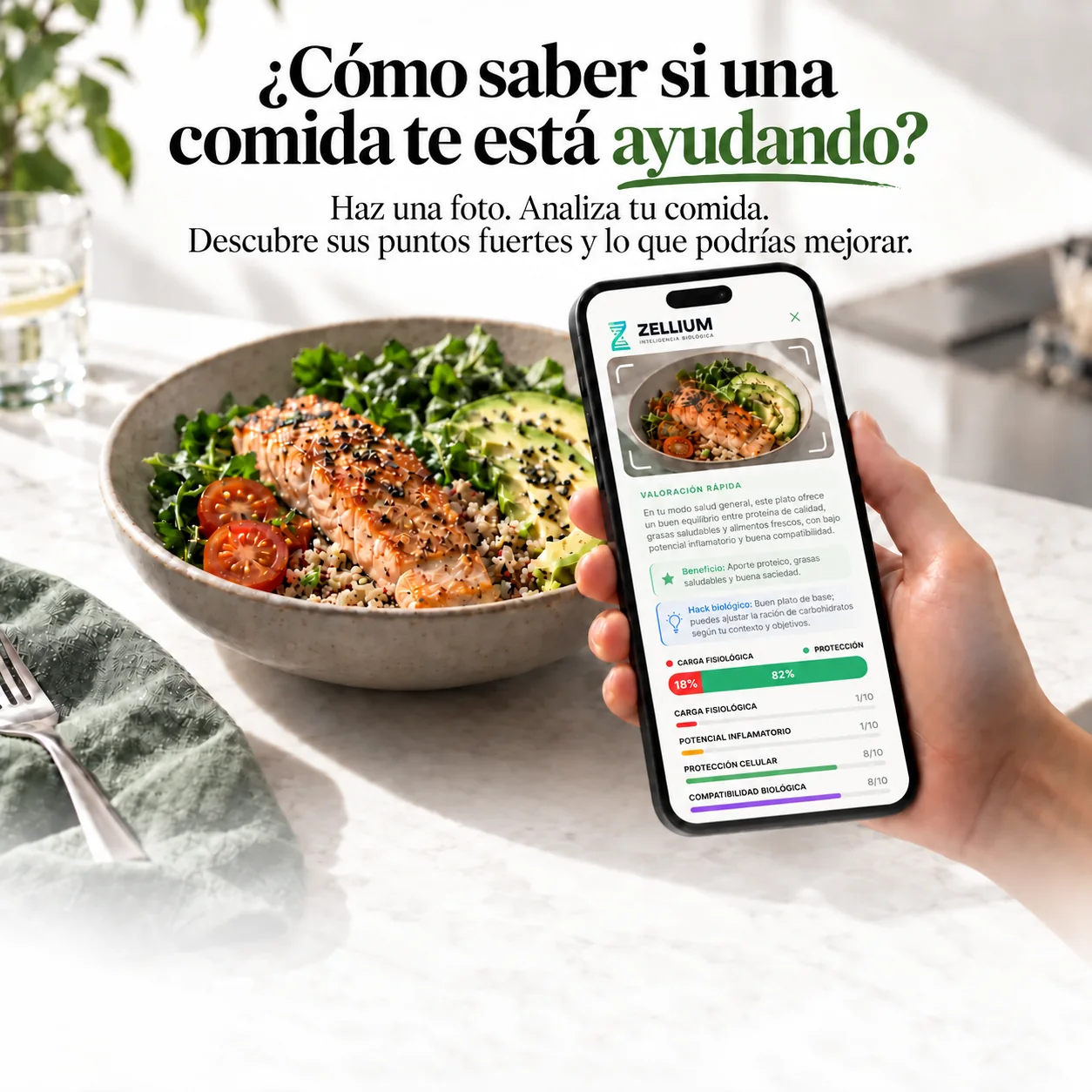 Zellium analizando una comida